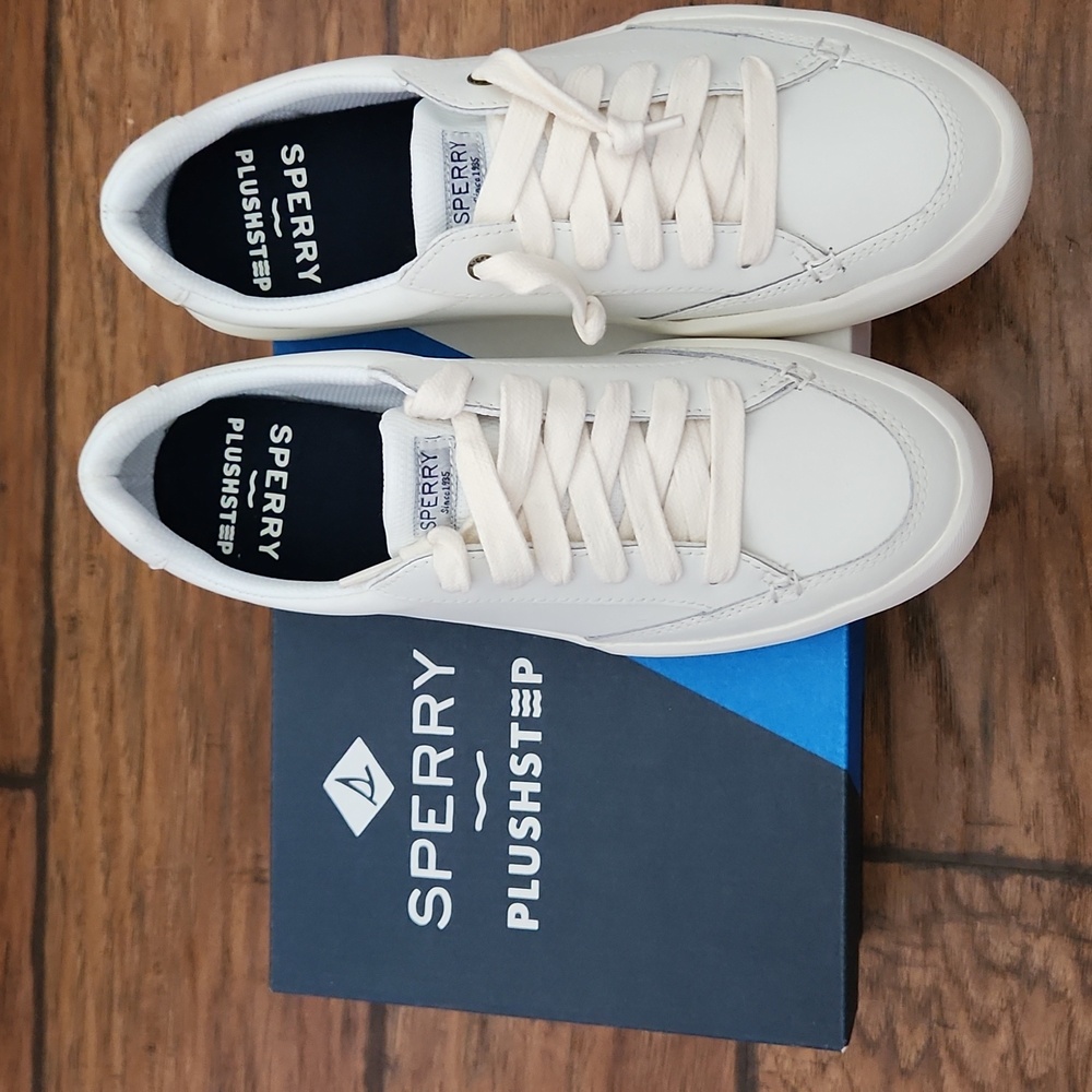 White Sperry Plushstep Size 8.5